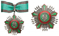 TUNISIA
ORDER OF THE REPUBLIC
Grand Officer`s Set, 2nd Type (after 1961). Neck Badge, 65 mm, silvered plated bronze, maker’s mark “A.B&Cie.”, obvers...
