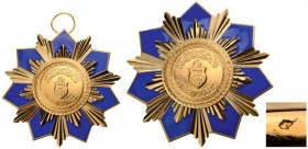 TUNISIA
ORDER OF NATIONAL MERIT
Grand Cross Set, 1st Class, instituted in 1997. Sash Badge, 66 mm, gilt Bronze, central medallion gilt, one-side ena...