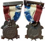 UNITED STATES OF AMERICA
Civil War Sons Of Union Veterans Badge
Breast Bagde, 37x31 mm, Bronze, original suspension ring and damaged ribbon with fix...