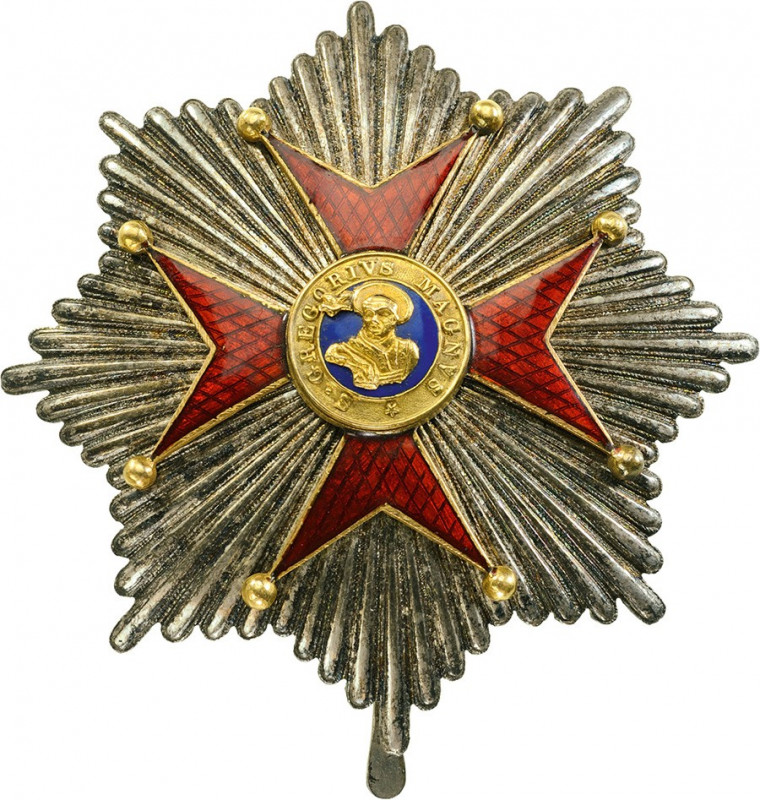 VATICAN
ORDER OF SAINT GREGORY
A Grand Cross breast star, 83 mm, with chiselle...