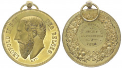 Bronzemedaille, 1894
Belgien. vergoldet mit Öse, Gartenbauausstellung Kreis Jumet, von H. FT., Dm 51,5 mm.. 50,20g
vz