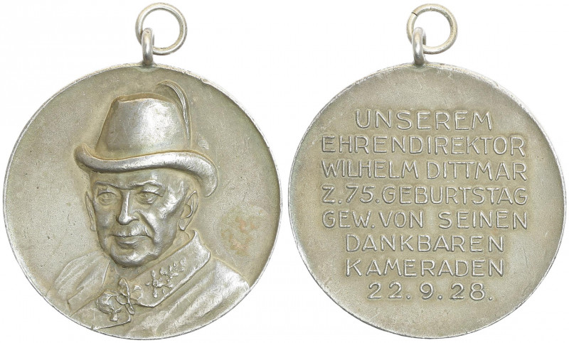 Silbermedaille, 1928
Deutschland, Essen. an Öse, auf Wilhelm Dittmar zum 75 Gebu...