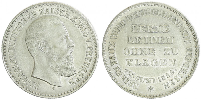 Silbermedaille, 1888
Deutschland, Kaiserreich nach 1871. auf den Tod von Friedri...
