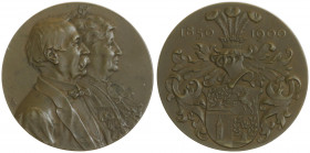 Bronzemedaille, 1900
Deutschland, Kaiserreich nach 1871. auf die Goldene Hochzeit. Die Brustbilder eines unbekannten Paares nebeneinander nach rechts....
