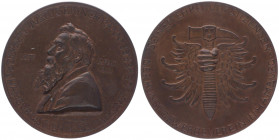 Kupfermedaille, 1902
Deutschland, Kaiserreich nach 1871. auf Justus Brinckmann 1877 - 1902, Kunst u. Gewerbe, Kunstgewerbeverein, von Br. Kruse, Dm 55...
