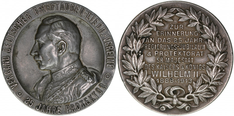 Wilhelm II. 1888 - 1918
Deutschland, Kaiserreich nach 1871. Silbermedaille, 1913...
