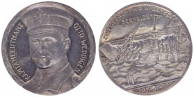 Silbermedaille, 1915
Deutschland, Kaiserreich nach 1871. auf Otto Weddingen, Zum Gedenken unseren Seehelden. 18,58g
stgl