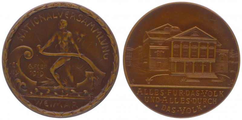 Kupfermedaille, 1919
Deutschland, Weimarer Republik 1919 - 1933. auf die Nationa...