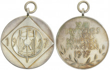 Ag - Schützenmedaille, 1927
Deutschland, Weimarer Republik 1919 - 1933. an Öse, auf das 18. Deutsche Bundesscheißen in München.. 31,75g
vz
