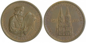 Bronzemedaille, 1928
Deutschland, Weimarer Republik 1919 - 1933. dem Deutschen Volke - Der Deutsche Dom, Kölner Dom 1248-1928, von O. Glöckler, Dm 36 ...