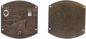 Bronzemedaille, 1929
Deutschland, Weimarer Republik 1919 - 1933. einseitig, Zielfahrt zur Jub.-Feier Gau 7 Hamburg - Lübeck, von Fleck+Sohn, 85x80 mm,...