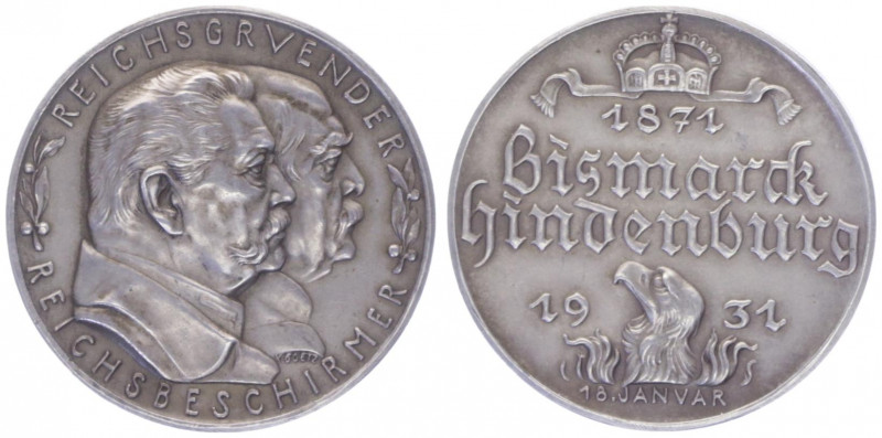 Silbermedaille, 1931
Deutschland, Weimarer Republik 1919 - 1933. Bismarck und Hi...