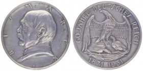 Silbermedaille, 1931
Deutschland, Weimarer Republik 1919 - 1933. 60 Jahre deutsches Reich (1871 - 1931). 18,31g
vz/stgl