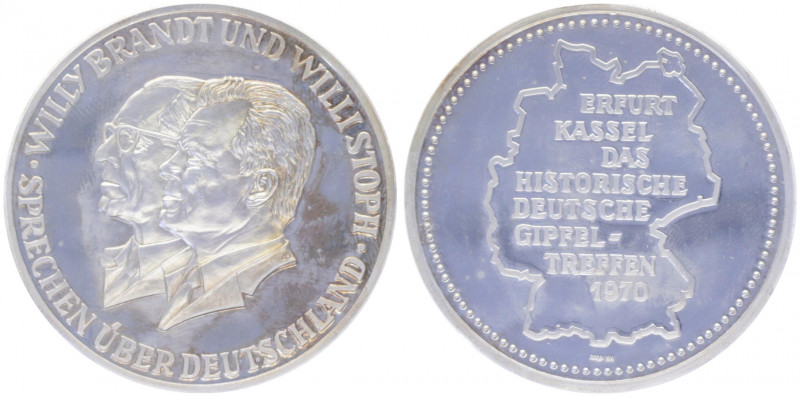 Silbermedaille, 1970
Deutschland, BRD. auf das hist. Deutsche Gipfeltreffen Erfu...