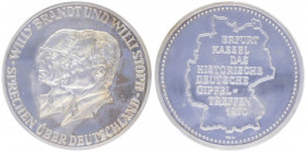 Silbermedaille, 1970
Deutschland, BRD. auf das hist. Deutsche Gipfeltreffen Erfurt - Kassel, Dm 55mm, 50g/1000 fein.. 49,77g
PP