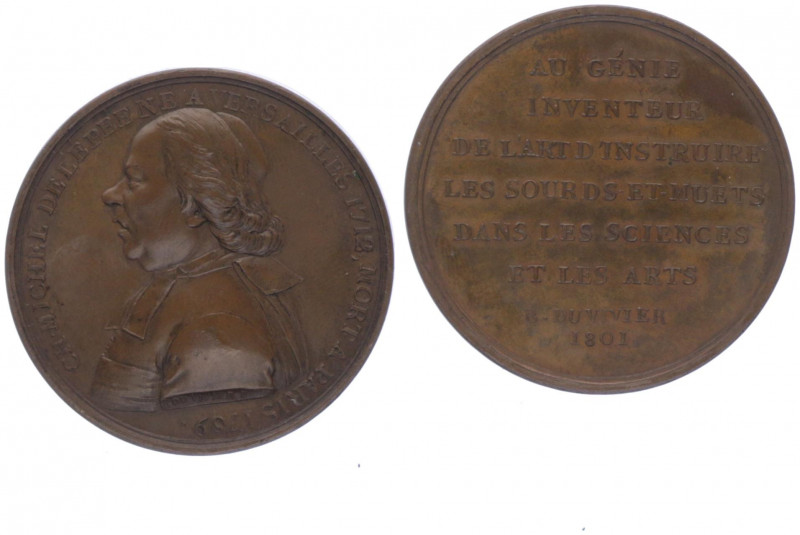 Kupfermedaille, 1801
Frankreich. auf Ch. Michel de Lepee, Philantrop.. 35,64g
vz...