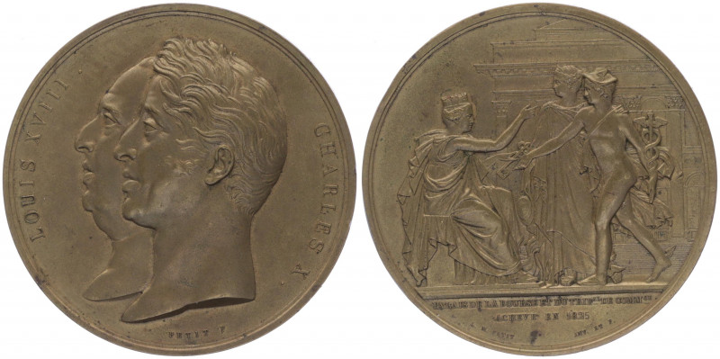 Bronzemedaille, 1825
Frankreich. auf Ludwig XVIII + Charles X., auf den Bau der ...