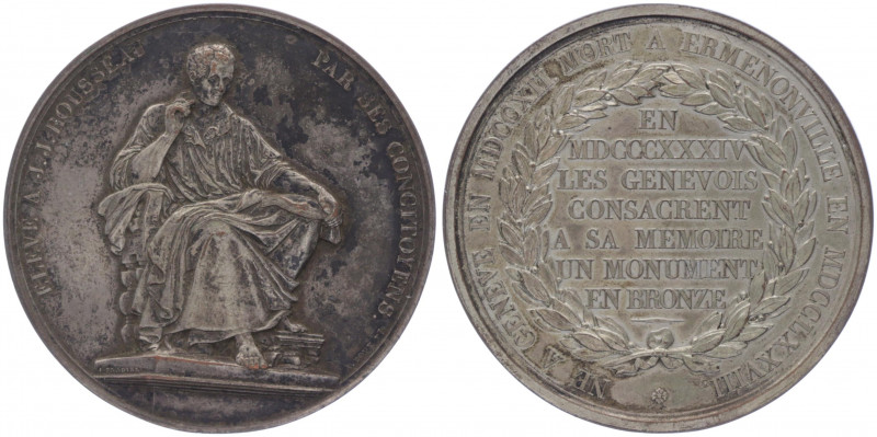 Kupfermedaille, 1834
Frankreich. versilbert, auf J.J. Rousseau.. 97,07g
ss/z