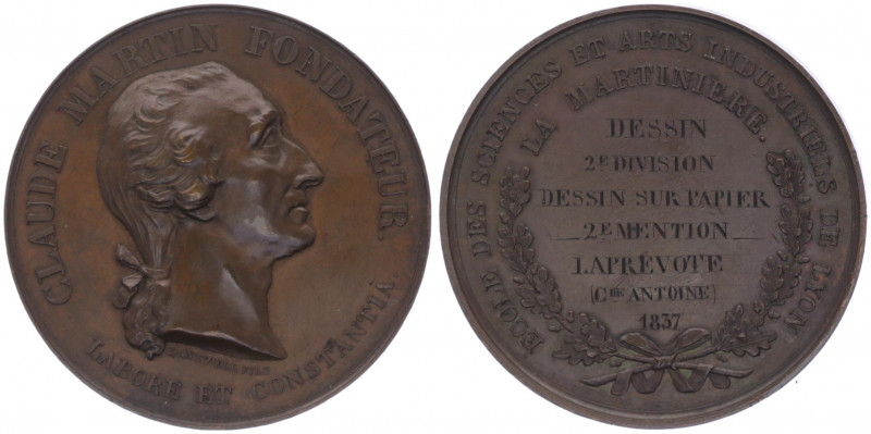 Bronzemedaille, 1837
Frankreich. auf Claude Martin, Gründer der Akademie der Wis...