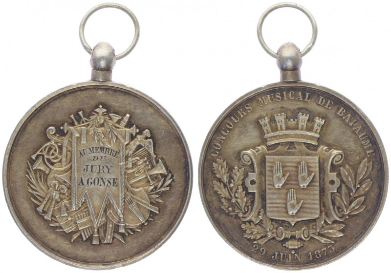 Silbermedaille, 1873
Frankreich. vergoldet, an O-Trageöse, auf das Musikfest in ...