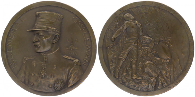 Bronzemedaille, 1914
Frankreich. auf Generalleutnant G. Leman, Gouverneur der Fe...