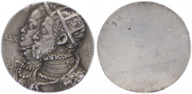 Rudolph II. 1587 - 1612
Bleiabschlag, o. Jahr. Rudolph II. + Gattin, einseitig.
24,77g
ss