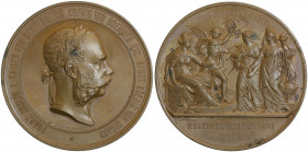 Franz Joseph I. 1848 - 1916
Bronzemedaille, 1873. auf die Weltausstellung in Wien. Offizielle Preismedaille DEM FORTSCHRITTE , Dm 71 mm.
Wien
122,28g
...