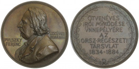 Franz Joseph I. 1848 - 1916
Bronzemedaille, 1884. PULSKY, Ferenc *1814 + 1897. Medaille 1884 (v.A.Scharff) a.s. 70. Geb., gewidmet von der archäologis...