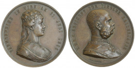 Franz Joseph I. 1848 - 1916
Bronzemedaille, 1895. auf die Fahnenweihe am 21. Juli in Wien und das K & K Regiment der Tiroler Kaiserjäger, von Gedlitzk...