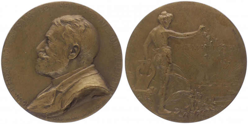 Franz Joseph I. 1848 - 1916
Bronzemedaille, 1903. auf Ferdinand von Saar, *1833 ...