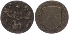 Franz Joseph I. 1848 - 1916
Bronzemedaille, 1909. zur Erinnerung der Zerstörung der Stadt Schwat in Tirol, durch die Franzosen 1909.
Wien
87,62g
stgl