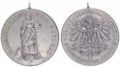 Franz Joseph I. 1848 - 1916
Zinkmedaille, 1912. versilbert, an Öse, auf das Heldenmädchen von Springes.
Hall
18,48g
ss/vz