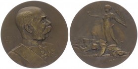 Franz Joseph I. 1848 - 1916
Bronzemedaille, 1914. auf den Beginn des 1. Weltkrieges.
Wien
53,62g
stgl
