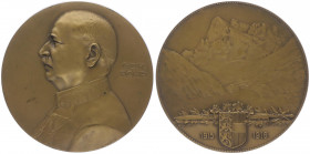 Franz Joseph I. 1848 - 1916
Bronzemedaille, 1916. von A. Hartig, Franz Rohr von Denta (1854-1927), Brustbild nach links / Gebirgslandschaft, unten Sch...
