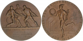 Bronzemedaille, 1959
der Kammer d. gewerl. Wirtschaft für treue Mitarbeit für Johann Abraham 1950.. Wien
48,54g
vz