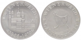 Silbermedaille, 1970
Jubiläum Wienerwald 1955-1970, Dm 35 mm.. 19,09g
stgl