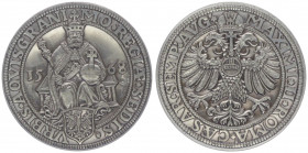 Silbermedaille, 1975
in Form eines Taler 1568, Maximilian II., NP., mit Nummer 869.. 24,67g
stgl