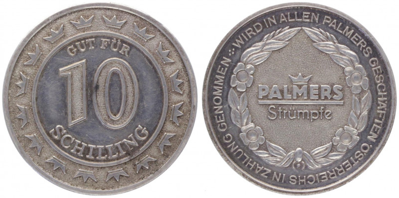 Silbermedaille, o. Jahr
Geschenkmünze von Palmers zu 10 Schilling, Dm 43 mm.. 46...