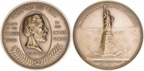 Bronzemedaille, Nachprägung, auf die Freiheitsstatue Geschenk Frankreichs an die USA
Frankreich. stgl