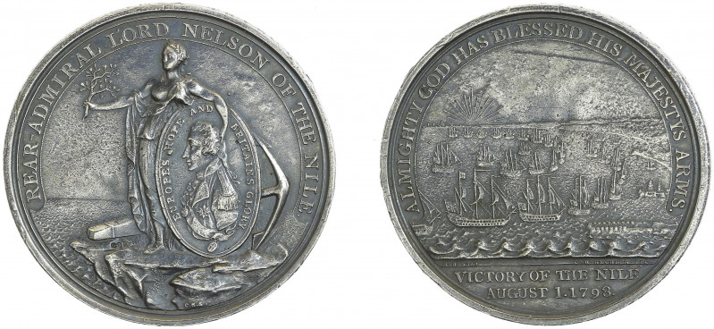 AG Medaille 1798, auf Lord Nelson und seinen Sieg am Nil, aus 2 Medaillen zusamm...