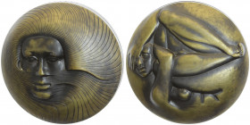 Bronzedoppelmedaille (2 Teile), ineinander, 1972, auf die menschliche Entwicklung
Schweden. stgl