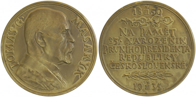 Tomas G. Masaryk, Bronzemedaille auf seinen 85sten Geburtstag
Tschechoslowakei. ...