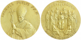 Bronzemedaille, vergoldet, auf den Besuch von Papst Johannes Paul vom 19. - 21.6.1998 in Österreich
Vatikan. bfr