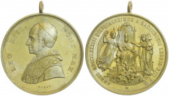 Bronzemedaille, vergoldet, auf Leo XIII., an Öse, 1887 auf seine Wahl
Vatikan. vz