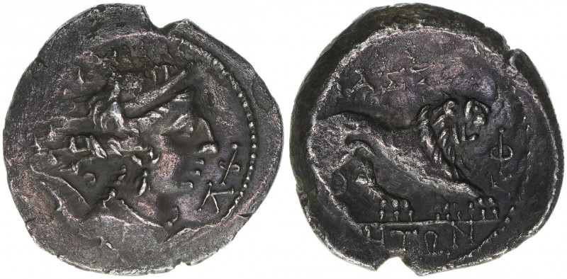 Drachme, 150-130 BC
Gallien Massalia. Av: Φ/K/A, bust of Artemis, Rv. MAΣΣA//ΛIH...