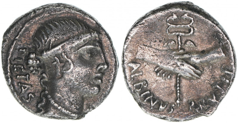 D. Junius Brutus Albinus 48 BC
Römisches Reich - Republik. Denar, 48 BC. Av. Kop...