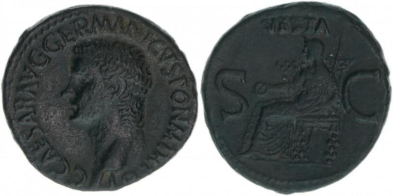 Caligula 37-41
Römisches Reich - Kaiserzeit. As, 37-41. Av. Kopf nach links C CA...