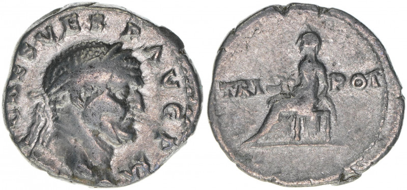 Vespasianus 69-79
Römisches Reich - Kaiserzeit. Denar. Av. Kopf nach rechts CAES...