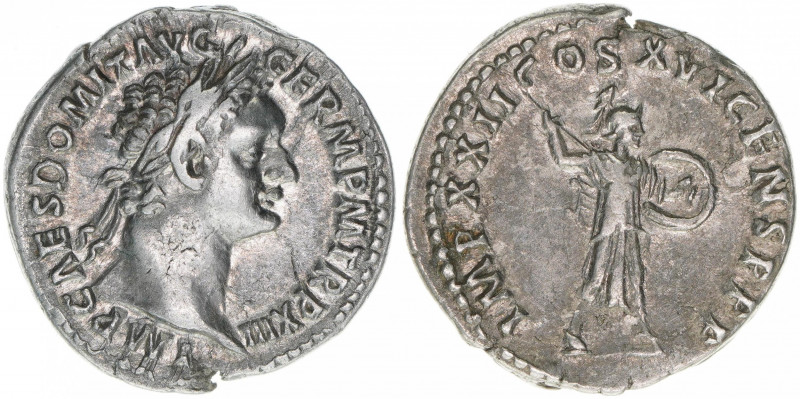 Domitianus 81-96
Römisches Reich - Kaiserzeit. Denar. Av. Kopf nach rechts IMP C...