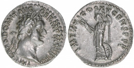 Domitianus 81-96
Römisches Reich - Kaiserzeit. Denar. Av. Kopf nach rechts IMP CAES DOMIT AVG GERM P M TR P VIII, Rv. Minerva IMP XXI COS XV CENS P P ...